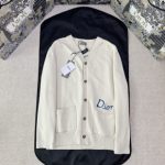 Dior Cardigan Red Cotton Combed Nylon Enhanced Comfort Minimalist Style High-End Quality Embroidery Patch