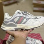 Gucci Sneakers Red Eva Mesh Rubber Carbon Fiber Plate Lace Breathable Color Blocking