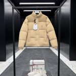Moncler Outerwear Red Down Polyester Nylon Jacquard Lace Fabric Zippered Pocket