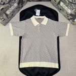 Dior Polo Shirt Blue Cotton Plain Weave Jacquard