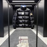 Moncler Outerwear Red Down Nylon Patch Zippered Pocket