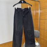Loewe Pants Red Twill Denim High-End Quality Sophistication Embroidery 3D