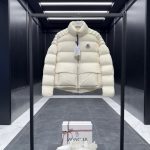Moncler Coat Red Goose Down Tear-Resistant Fabric Lace Patch