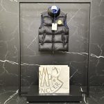 Moncler Vest Red Down Nylon Patch Zippered Pocket