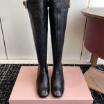 Miu Boots Red Genuine Leather Cowhide Autumn Winter