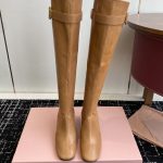 Miu Boots Red Genuine Leather Cowhide Relaxed Fit Autumn Winter