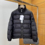 Dior Down Jacket Green Duck Nylon Satin Jacquard Pattern Crisp Silhouette