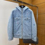 Louis Vuitton Down Jacket Red Cotton Pure Duck Jacquard Denim Enzyme Washing