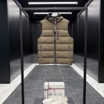 Moncler Vest Red Down Adhesive Polyester Nylon Zippered Pocket