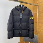 Fendi Down Jacket Black Feather Duck Nylon Jacquard
