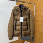 Moncler Coat Brown Duck Down Nylon Plush Exquisite Workmanship Sophistication Winter Patch