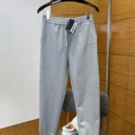 Prada Sweatpants Red Cotton Fleece Ribbed Fabric Side Pockets