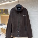 Miu Jacket Red Fleece Fabric Embroidery