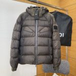 Fendi Down Jacket Red Nylon Jacquard Fabric Clean Lines Adjustable Drawstring Sophistication Patch Zippered Pocket