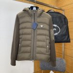 Prada Down Jacket Red Nylon Knitted Fabric Minimalist Style Sophistication Drawstring Adjustment