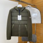 Moncler Down Jacket Red Duck Nylon Fabric Relaxed Fit Patch Drawstring Adjustment
