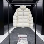 Moncler Outerwear Red Goose Down Nylon Lace Fabric Patch Glossy Finish