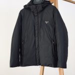 Prada Down Jackets Red Fleece Minimalist Silhouette Understated Autumn Winter And Metal Logo