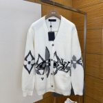 Louis Vuitton Cardigan Red Wool Jacquard Pattern Patch