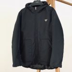 Prada Overcoat Red Goose Down Nylon Minimalism Minimalist Silhouette Winter Side Pockets