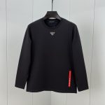 Prada Long-Sleeved T-Shirt Black Cotton Modal Winter Metal Logo