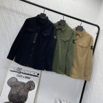 Stone Island Shirt Green Cotton Denim Retro Workwear
