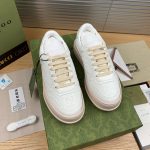 Gucci Sneakers White Embossed Leather Rubber Easy To Match Embossing Process