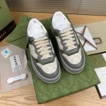 Gucci Sneakers White Embossed Leather Rubber Easy To Match Embossing Process