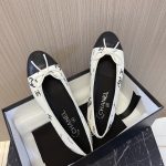 Chanel Ballet Shoes Red Wool Genuine Leather Sheepskin