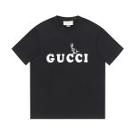 Gucci Short-Sleeved Shirts Ash Cotton Combed Ribbed Fabric