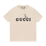 Gucci Short-Sleeved Shirts Red Cotton Combed Ribbed Fabric