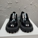 Balenciaga Loafers Red Silk Cowhide Rubber Outsole Spring Autumn