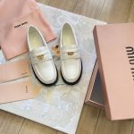 Miu Loafers Ash Genuine Leather Summer Early
