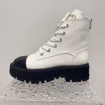 Chanel Dr. Martens Boots Red Cowhide Rubber Outsole Lace Winter