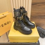 Fendi Dr. Martens Boots Gold Patent Leather Cowhide Lace Winter