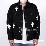 Chrome Hearts Outerwear Red Microfiber Leather Denim Embroidery Patch