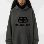 Balenciaga Hoodie Red Cotton Xinjiang Ribbed Fabric Relaxed Fit Spring Autumn