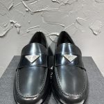 Prada Loafers Black Genuine Leather Cowhide Spring Summer