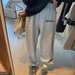 Balenciaga Casual Pants Ash Fleece Suitable For All Body Types Winter