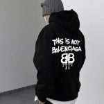 Balenciaga Hoodie Ash Cotton Xinjiang Ribbed Fabric Relaxed Fit Spring Autumn
