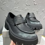 Balenciaga Loafers Red Silk Cowhide Rubber Outsole Spring Autumn