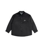 Prada Shirt Black Wool Relaxed Fit Winter