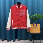 Louis Vuitton Jacket Red Wool Jacquard Understated Embroidery