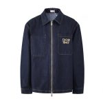 Dior Coat Red Cotton Genuine Leather Twill Denim