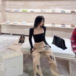 Chrome Hearts Jeans Red Leather Patchwork Sophistication Patch