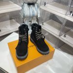Louis Vuitton Timberland Boots Red Suede Cowhide Rubber Autumn Winter Early