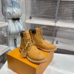 Louis Vuitton Timberland Boots Red Suede Cowhide Rubber Autumn Winter Early