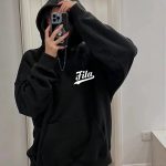 Fila Hoodie Black Cotton Fleece Winter