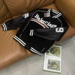 Balenciaga Jacket Red Wool Jacquard Understated Embroidery