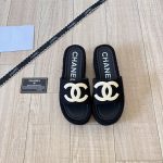 Chanel Platform Sandals Ash Eva Genuine Leather